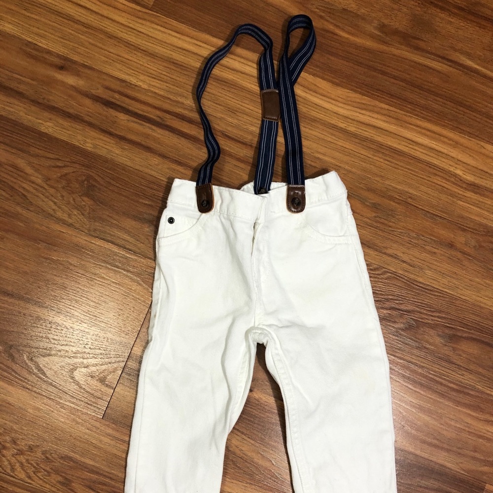 Carter’s Boys 18M white and blue jean overalls